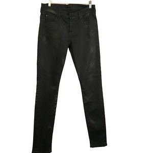 7 Seven For All Mankind Rigid Coated Glossy Bootcut Denim Jeans Black 27 US